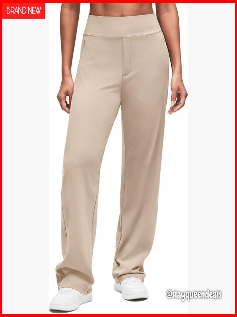 High Waist Yoga Pants With Hidden Zipper Pockets Work Trousers